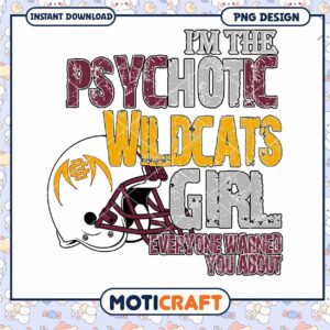 Psychotic Wildcats Girl PNG Football Design Download