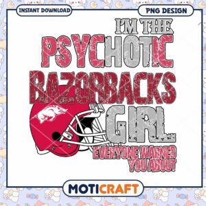 Psychotic Razorbacks Girl PNG Design for Fans Download