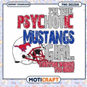 Psychotic Mustangs Girl Football PNG Downloadable Design