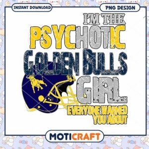 Psychotic Golden Bulls Girl PNG Design Instant Download