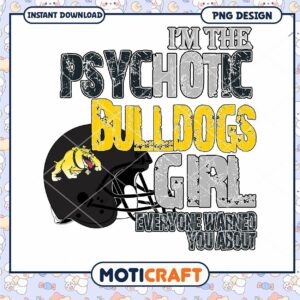 Psychotic Bulldogs Girl PNG Design for Instant Download