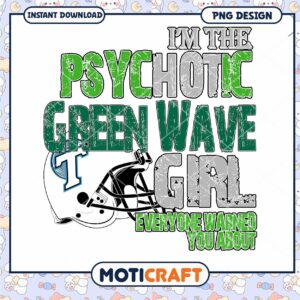 Psycho Green Wave Girl PNG Design for Instant Download