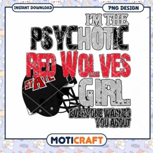 Psycho Red Wolves Girl Instant Download PNG Design