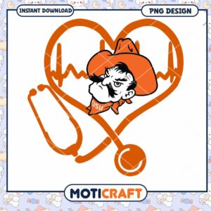 OSU Cowboy Heartbeat Stethoscope PNG Design Download