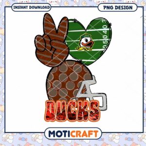 Oregon Ducks Peace Sign Heart PNG Instant Download Design