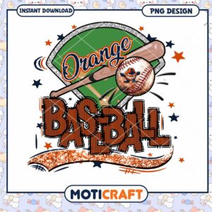 Orange Baseball Design Instant Download PNG File