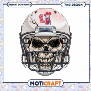 Ole Miss Skull Helmet Design PNG Instant Download Art