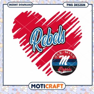 Ole Miss Rebels Heart PNG Design Instant Download