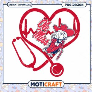Ole Miss Heartbeat Stethoscope PNG Design Download