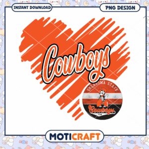 Oklahoma State Cowboys Heart PNG Instant Download Design