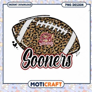 Oklahoma Sooners Leopard Print Football PNG Design