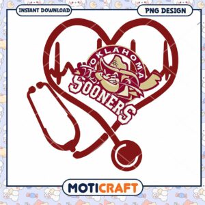 Oklahoma Sooners Heartbeat Medical Stethoscope PNG Design