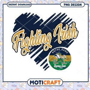 Notre Dame Fighting Irish Heart PNG Digital Download Design