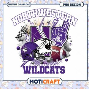 Northwestern Wildcats PNG Design for Sports Fans Download