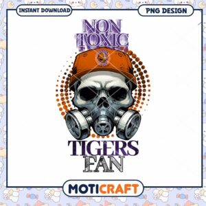 Non Toxic Tigers Fan Skull PNG Design for Download