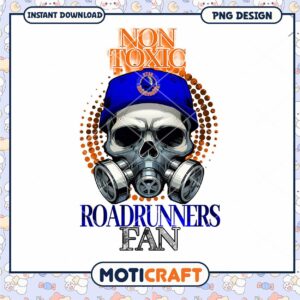 Non Toxic Roadrunners Fan Skull PNG Design Download