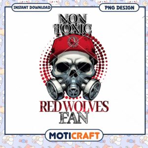 Non Toxic Red Wolves Fan Skull PNG Design Download