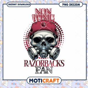 Non Toxic Razorbacks Fan Skull PNG Design Download