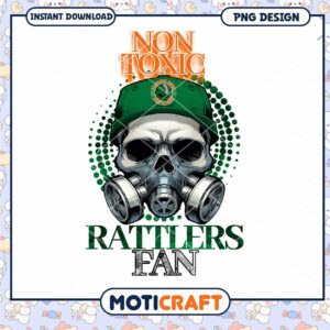 Non Toxic Rattlers Fan Skull PNG Design Instant Download