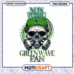 Non Toxic Greenwave Fan Skull PNG Design Download