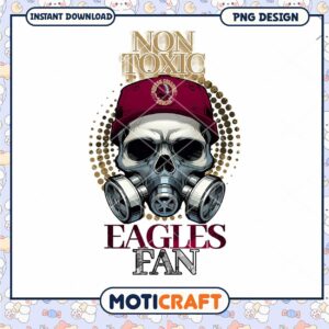 Non Toxic Eagles Fan Skull PNG Design Instant Download