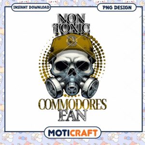 Non Toxic Commodores Fan Skull PNG Design Download