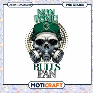 Non Toxic Bulls Fan Skull PNG Design Instant Download
