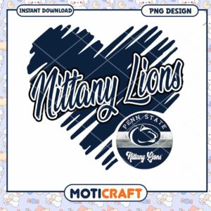 Nittany Lions Heart Design Penn State PNG Instant Download