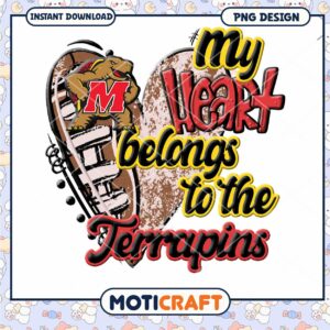My Heart Belongs to the Terrapins Heart PNG Design
