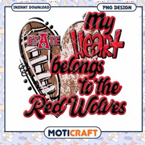 My Heart Belongs to the Red Wolves PNG Design Download
