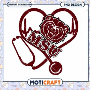 MSU Bear Heart Stethoscope PNG Design Downloadable Art
