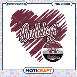 Mississippi State Bulldogs Heart PNG Design Download