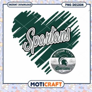Michigan State Spartans Heart PNG Instant Download Design
