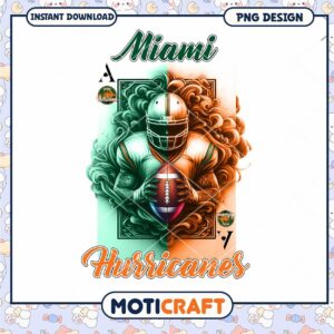 Miami Hurricanes Football Art PNG Instant Download Design