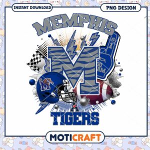 Memphis Tigers Football PNG Design Instant Download Art