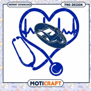 Medical Heartbeat Design with Stethoscope PNG Art
