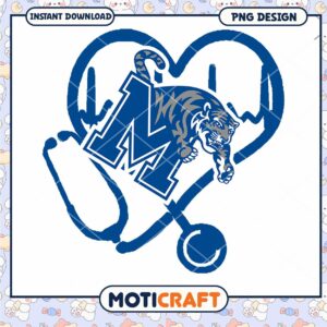 Memphis Tiger Heartbeat Stethoscope PNG Design Download