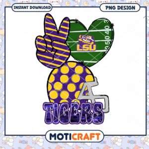LSU Tigers PNG Design with Peace Sign Instant Download