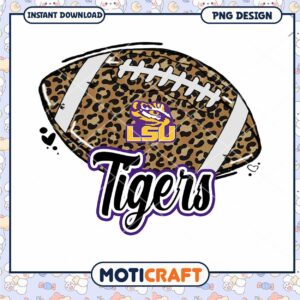 LSU Tigers Leopard Football PNG Design Instant Download