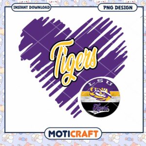 LSU Tigers Heart Design Instant Download PNG Artwork