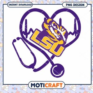 LSU Heartbeat Stethoscope PNG Design for Nurses