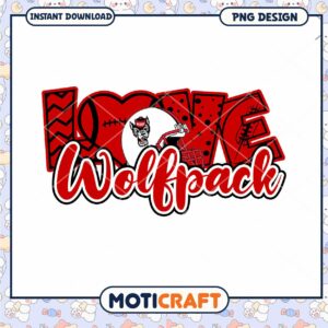 Love Wolfpack Football Design PNG Instant Download Gift
