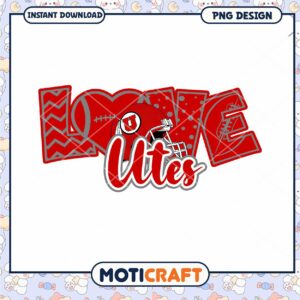 Love Utes Football PNG Design for Instant Download