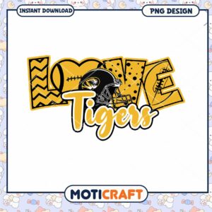 Love Tigers Football PNG Design Instant Download Art