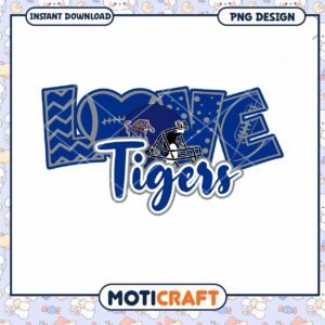 Love Tigers Football Helmet PNG Design Downloadable Art