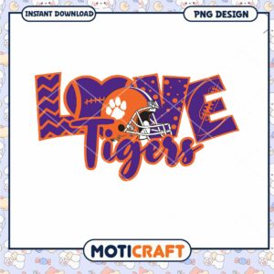 Love Tigers Football PNG Design for Instant Download