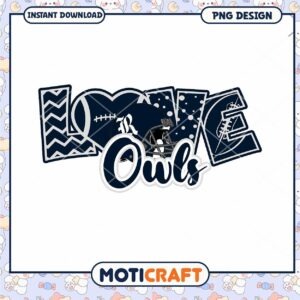Love the Owls Football PNG Design for Instant Download