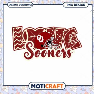 Love Sooners Football PNG Design Instant Download Art