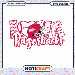 Love Razorbacks Football PNG Design for Instant Download