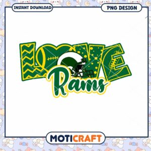 Love Rams Football Design PNG Instant Download Art